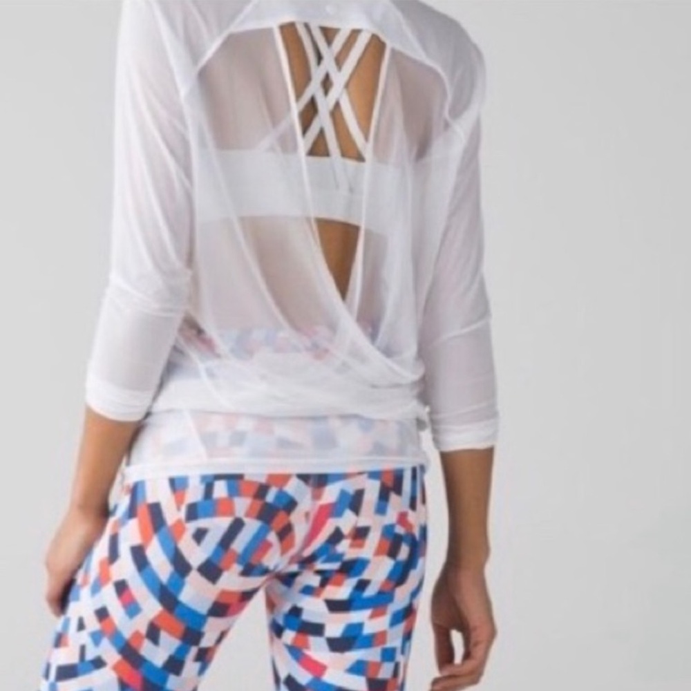 Lululemon Sheer White Open-back Top sz10